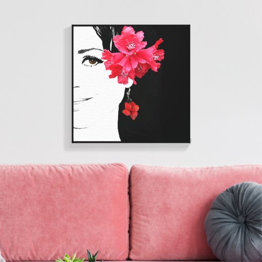 Eigenzinnige  meisje gezicht mode illustratie canvas afdruk (Insitu (Woonkamer))