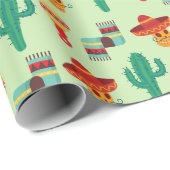 Eigenzinnige Mexicaanse Cactus en Sombrero Patroon Cadeaupapier (Rol Hoek)