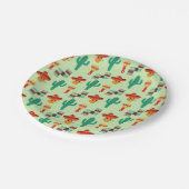 Eigenzinnige Mexicaanse Cactus en Sombrero Patroon Papieren Bordje (Gekanteld)