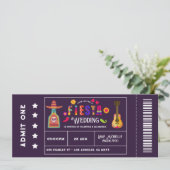 Eigenzinnige Mexicaanse Fiesta Ticket-stijl bruilo Kaart (Staand voorkant)
