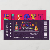 Eigenzinnige Mexicaanse Fiesta Ticket-stijl bruilo Kaart (Voorkant / Achterkant)
