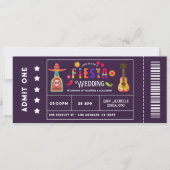 Eigenzinnige Mexicaanse Fiesta Ticket-stijl bruilo Kaart (Voorkant)