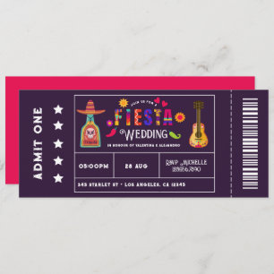 Eigenzinnige Mexicaanse Fiesta Ticket-stijl bruilo Kaart