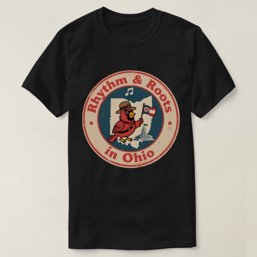 Eigenzinnige Midwest Pride Kardinaal met Ohio Vlag T-shirt (Design voorkant)
