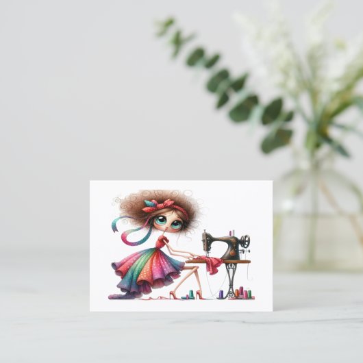 Eigenzinnige naaikleermaker visitekaartje (Staand voorkant)