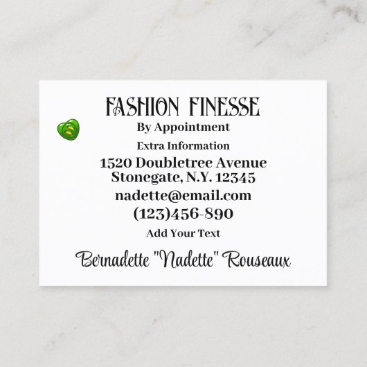 Eigenzinnige naaikleermaker visitekaartje (Achterkant)