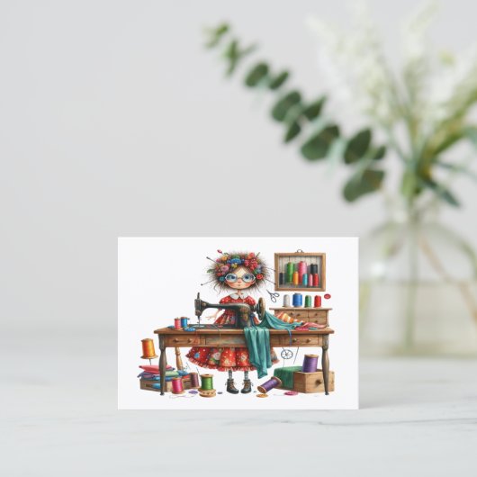 Eigenzinnige naaikleermaker visitekaartje (Staand voorkant)