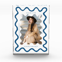 Eigenzinnige Navy Blue Wavy Line Afstuderen Keepsa