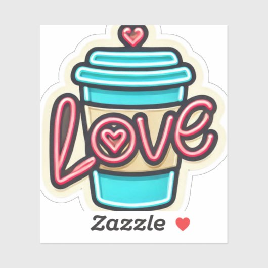 Eigenzinnige Neon Cartoon Coffee Cup Love Die-Cut Sticker (Vel)