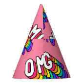Eigenzinnige OMG Roze Comic Wallpaper Feesthoedjes (Achterkant)