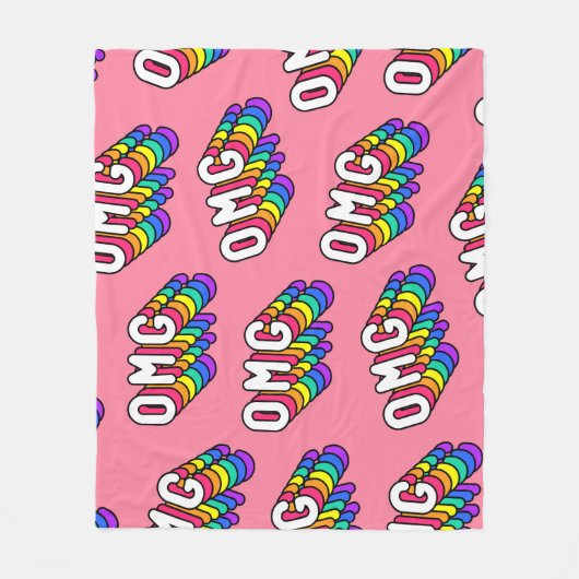 Eigenzinnige OMG Roze Comic Wallpaper Fleece Deken (Voorkant)