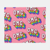 Eigenzinnige OMG Roze Comic Wallpaper Fleece Deken (Voorkant (Horizontaal))