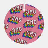Eigenzinnige OMG Roze Comic Wallpaper Glas Ornament (Achterkant)