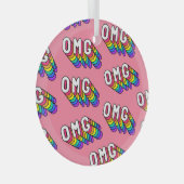 Eigenzinnige OMG Roze Comic Wallpaper Glas Ornament (Voorkant Rechts)