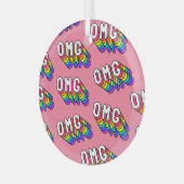 Eigenzinnige OMG Roze Comic Wallpaper Glas Ornament (Voorkant links)
