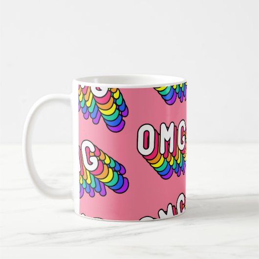 Eigenzinnige OMG Roze Comic Wallpaper Koffiemok (Links)