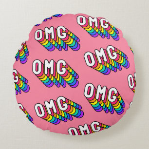 Eigenzinnige OMG Roze Comic Wallpaper Rond Kussen