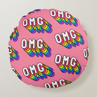 Eigenzinnige OMG Roze Comic Wallpaper Rond Kussen