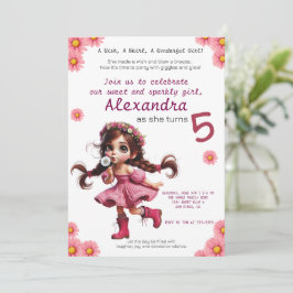 Eigenzinnige paardenbloem meisje verjaardag uitnod