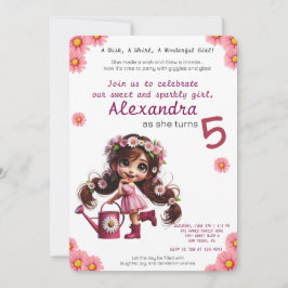 Eigenzinnige paardenbloem meisje verjaardag uitnod kaart