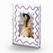 Eigenzinnige Paarse Wavy Line Afstuderen Keepsake Fotoblokken (Rechts)