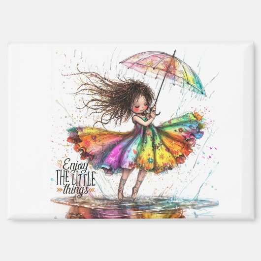 Eigenzinnige paraplu meisje kleine dingen magneet (Voorkant)
