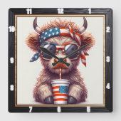 Eigenzinnige patriottische Koe VS Vierkante Klok (Voorkant)