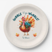 Eigenzinnige Perzik Waterverf Turkije Thanksgiving Papieren Bordje (Voorkant)