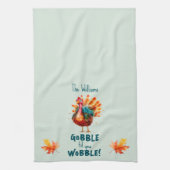 Eigenzinnige Perzik Waterverf Turkije Thanksgiving Theedoek (Verticaal)