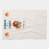 Eigenzinnige Perzik Waterverf Turkije Thanksgiving Theedoek (Horizontaal)