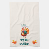 Eigenzinnige Perzik Waterverf Turkije Thanksgiving Theedoek (Verticaal)