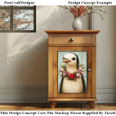 Eigenzinnige Pinguïn, Bloemen Hart Garland CH7 Dec Tissuepapier