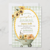 Eigenzinnige Preppy Pumpkin Zonnebloem Baby shower Kaart (Voorkant)