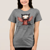 Eigenzinnige Purranormale Halloween Fairy Cat & Ba Tri-Blend Shirt (Voorkant)