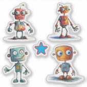 Eigenzinnige robots (1 - 4) sticker (Voorkant)