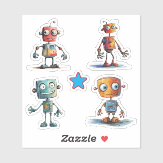 Eigenzinnige robots (1 - 4) sticker (Vel)