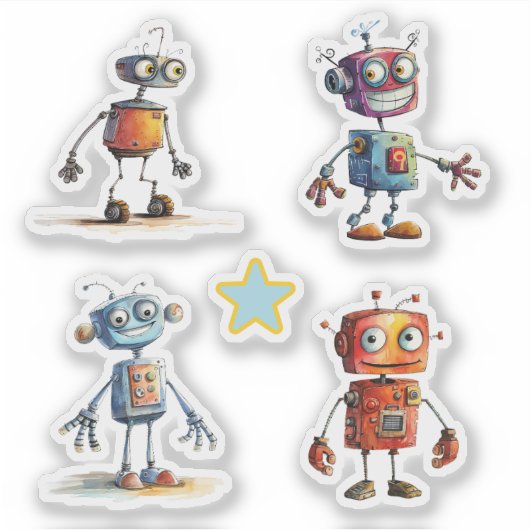 Eigenzinnige robots (5 - 8) sticker (Voorkant)