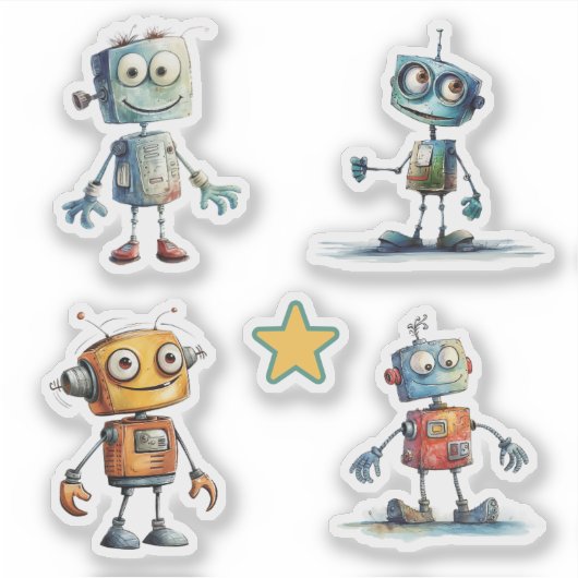 Eigenzinnige robots (9 - 12) sticker (Voorkant)