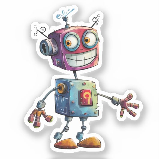 Eigenzinnige robots (ontwerp # 6) sticker (Voorkant)