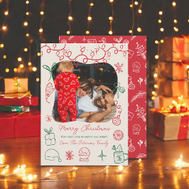 Eigenzinnige rode groene illustratie leuke foto ke feestdagenkaart