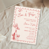 Eigenzinnige Rode Hand Getrokken Bruids Brunch Lie Kaart