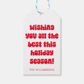 Eigenzinnige rode typografie Retro Kerstmis Gepers Cadeaulabel (Voorkant)