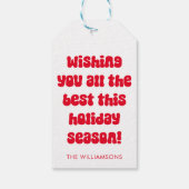 Eigenzinnige rode typografie Retro Kerstmis Gepers Cadeaulabel (Achterkant)