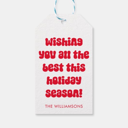 Eigenzinnige rode typografie Retro Kerstmis Gepers Cadeaulabel (Achterkant)