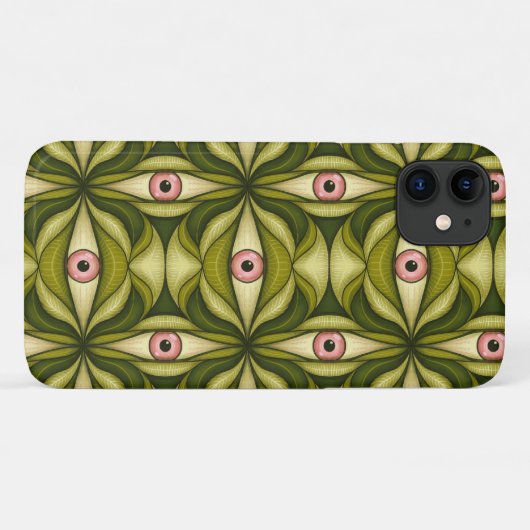 Eigenzinnige roze ogen en groene botanicals patroo Case-Mate iPhone case (Achterkant (horizontaal))