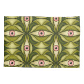 Eigenzinnige roze ogen en groene botanicals patroo kussensloop (Achterkant)