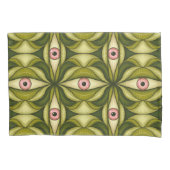 Eigenzinnige roze ogen en groene botanicals patroo kussensloop (Voorkant)