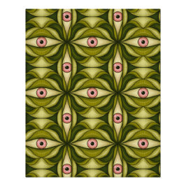 Eigenzinnige roze ogen en groene botanicals patroo perfect poster