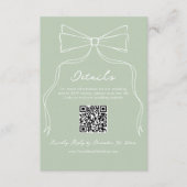 Eigenzinnige Sage Green Wedding RSVP QR Code Detai Informatiekaartje (Voorkant)