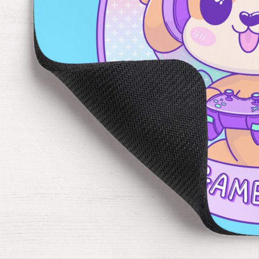 Eigenzinnige schattige Kawaii Video Gamer Girl Dog Muismat (Hoek)